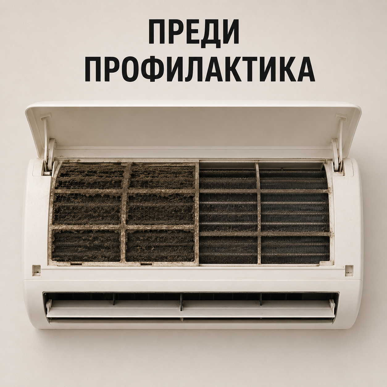 Климатик преди профилактика – мръсни филтри